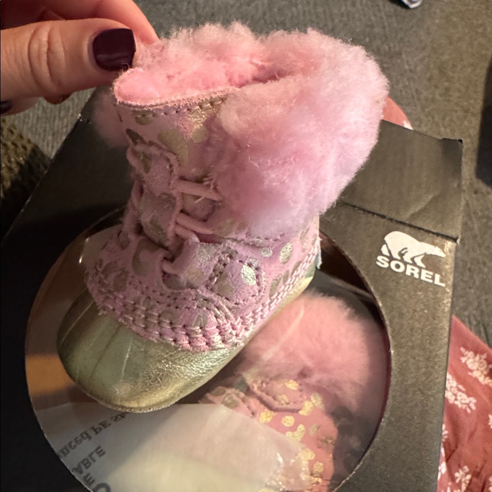 Sorel Pink and Gold Kids Boots